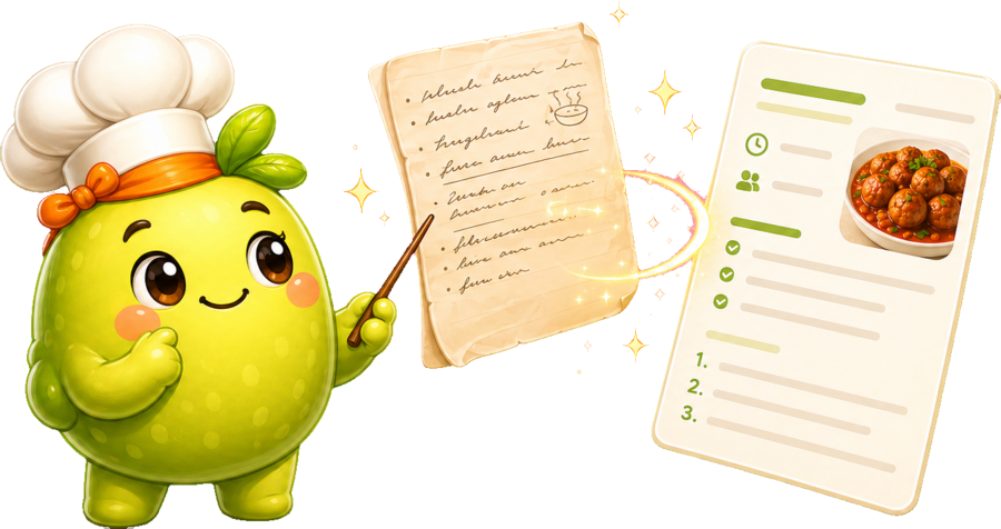 Oli transformando una nota en una receta ordenada